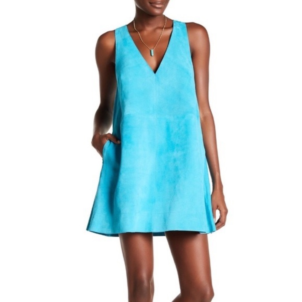 Free People Retro Suede Teal Dress